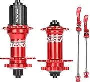 Blelsa 1 Pair Bike Hub Front Rear Hg 8-11 4 Claws 32 Holes Disc Brake Hubs with Quick Release Lever Red 32 Holes