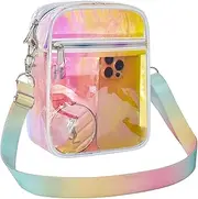 USPECLARE Clear Purse Stadium Clear Messenger Bag Stadium Approved for Men and Women Clear CrossBody Bag, Magic Red, Small