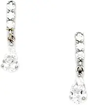 [JewelryWeb] 14k White Gold CZ Simulated Diamond Pear Shaped Drop Screw Back Earrings 13x3mm Stud Earring for Women