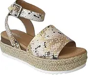 Soda Women's Topic Open Toe Buckle Ankle Strap Espadrille Synthetic sandals