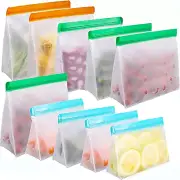Reusable Food Storage Bags 10 Pack, Stand up Reusable Storage Bags for Food L...