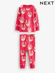 Raspberry Pink Reindeer Christmas 100% Cotton Pyjamas 1 Pack (9mths-16yrs) (E23808) | $28 - $44