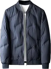 [PHJTOMK] Men's Quilted Winter Rib Varsity Lightweight Coat Casual Down Bomber Jacket Fall Windbreaker Coats