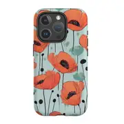 For iPhone 15 Pro Tough Case Compatible with MagSafe Poppy Field