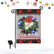 Solar Lighted Garden Flag - Winter Flag - Vertical No Fade Durable Decorative Solar Lighted Garden Flag For Christmas Winter Holiday Party Borato