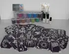 Glitter tattoo customized set glitters skinglue 200 stencils (40 x 5) brushes