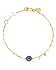 Meira T 14K Yellow Gold & 14K White Gold Blue Sapphire & Diamond Evil Eye Bracelet