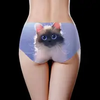 在飛比找ETMall東森購物網優惠-內褲可愛貓咪印花圖案冰絲卡通