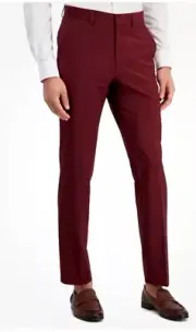 Hugo Boss Men's Superflex Modern Fit Dark Red Dress Pants 32 x 32 Wool