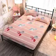 King Queen Fitted Sheet Flannel Coral Velvet Bed Cover Thickened Children's Non-Slip Fixed Mattress Cover-Coffee_Color_90*200cm+28cm(3pcs)