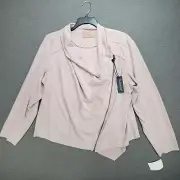 Blank NYC 3X Blush Pink Microfiber Faux Suede Drape Side Zip Moto Jacket 1655