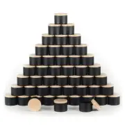 24 Pcs 4oz Candle Tins - Matte Black Bulk Empty Candle Jars with Wood Grain L...
