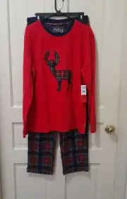 NWT Eddie Bauer Men's sz M Long Sleeve Plaid Deer Shirt Elastic Waist Pants PJ's