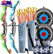 Kids Bow and Arrow Set LED Light Up Archery Toy with Suction Cup Arrows