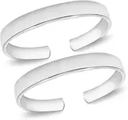 [Parnika] MJ 925 Plain Simple Comfortable Silver Toe Rings in Pure 92.5 Sterling Silver for Women (Leg Thumb Ring)