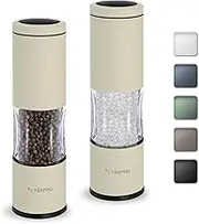 Salt and Pepper Grinder Set with Adjustable Coarseness | Manual Pepper Mill Grinder with Refillable Design | Ceramic Core | Kitchen Essential (2 Packs, Buttercream)