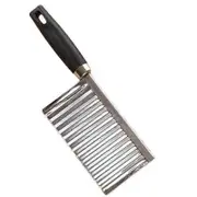MYVIT Stainless Steel French Fry Knife Serrated Blade Vegetable Fruit Cutter Wave Knife Chopper black