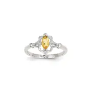 14k White Gold WG Citrine Diamond Ring