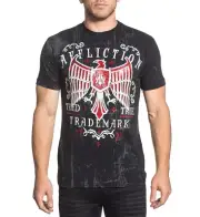 Affliction Men Shirt S/S Crew Neck Trademark Eagle Wing Tried & True Black Wash