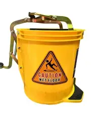Plastic Mop Wringer Bucket 15L Heavy Duty Home Commercial Cleaning Buckets Yello