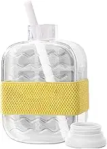 Cube Ice Drink Bottle - 500ml Ice Tray Drink Cup - Easy Release Portable Hot Weather Supplies with Lid and Straw for Daily Life Kitchen Picnic Camping Gathering