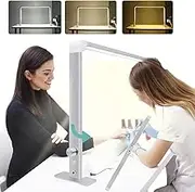 Half Moon Light for Desk, Dimmable LED Lamp, 36W Super Bright Desktop Nail Table Lamp, Adjustable Brightness, Upgrade Foldable Arch Light for Techs, Lash Extension, Tattoo, Silver