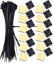 CIYODO Self Adhesive Zip Tie Mounts 100 Pack Adhesive Cable Tie Holders for Easy Cable Fixation
