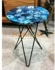 18" Blue Agate Stone Designer Side Coffee Table Top Patio Decorative Gifts A108