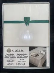 Ewart Liddell IRISH 100% LINEN DAMASK CELTIC Tablecloth Ireland 54x72” - NEW!