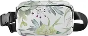[GuoChe] Stylish Fanny Waist Pack Women Men Merry Christmas Flowers Light Green Mini Bum Bag Belt with Adjustable Strap for Travel Running Hiking, Merry Christmas flowers6, 8" x 5.3" x 2.3", Retro