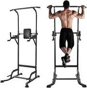 Power Tower - Adjustable Height Pull Up Bar Stand & Dip Station Fitness Equipment for Home Gym, Multiple Grip Positions
