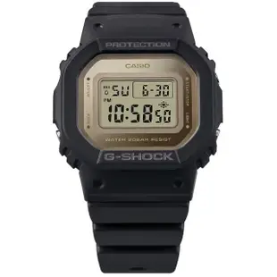 【CASIO 卡西歐】G-SHOCK 纖薄精巧 個性簡約 金屬質感 酷黑金 經典方型 40.5mm(GMD-S5600-1)