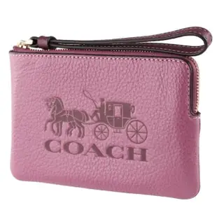 【COACH】牛皮皮革馬車LOGO烙印拉鍊手拿包