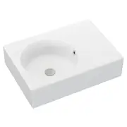 Reba Left Bowl Wall Basin, No Tap Hole, Gloss White