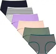 [TUTUESTHER] Women's Cotton Briefs Underwear Medium Waist Stretchy Hipster Panties Pack of 6