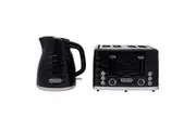 Westinghouse 1.7L Kettle & 4 Slice Toaster Pack Black Silver Wave Pattern