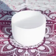 8 inch G Note Throat Chakra Frosted Quartz Crystal Singing Bowl with Case
