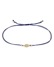 Zoe Chicco 14K Yellow Gold Midi Bitty Diamond Evil Eye Navy Cord Bracelet