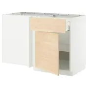 METOD / MAXIMERA corner base cab w drawer and shelf, white/Askersund light ash effect, 128x68x80 cm