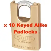 Abus Keyed Alike Padlocks x 10 Concealed Shackle Padlock-83CS45NKA1-FREE POST!