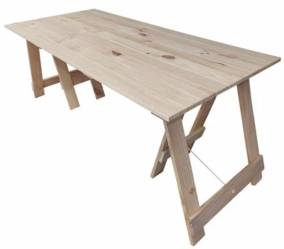 1.8m Trestle Dining Table: 6-Seater Unstained