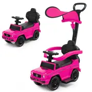Costway Licensed Mercedes Benz Ride on Push Car w/Adjustable Canopy Foot-to-Floor Sliding Stroller Pink