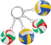 4pcs Mini Volleyball Keychains Durable Fake Sports Ball Keyrings for Volleyball Party Souvenirs Student Mementos Competition Prizes
