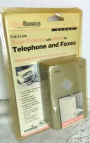 Phone fax modem Surge Protector with Outlet Alarm Electricord Office 3-line