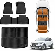 X-CAR 3D All Weather Boot Liner Floor Mat Combo for Kia Seltos 2022-Onwards Heavy Duty Car Trunk Mats Cover