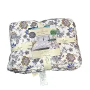 Artisan De Luxe Full Queen Cotton Quilt Block Print Floral Cottage Shabby Chic