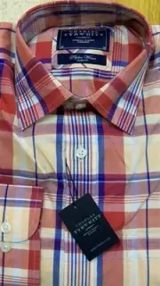 Plaid Shirt Charles Tyrwhitt Jeremy Street Slim LS Men size Medium New