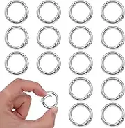 JIEYAO 16 Pcs Spring O Ring Clip Keychain, Stainless Steel Round Carabiner, Heavy Duty Spring Ring Clasp Keyrings Snap Hook Buckle Quick Release Alloy Buckle Ring for Keychains Bag Purse Handbag,