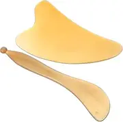 WOFASHPURET 2Pcs Natural Horn Scraping Rods Gua Face Massagers for Physical Therapy Comfortable Grip Massage Tools for Blood Flow and Muscle Relaxation