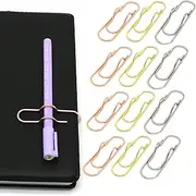 NELJIBEHU Metal Pen Clips in Gold/Silver/Rose Gold - Pack of 12 Paperclip Pen Holders for Notebooks and Papers, Metal Pen Clip Holder and Pen Holder Clip Included